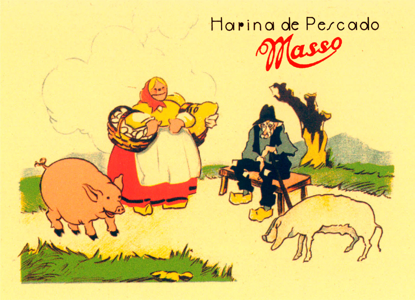 Catálogo de fariñas de peixe Massó. Debuxo de Vicente M. Feducci e Salvador Massó. Vigo. 1938